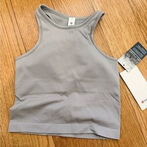 Lulu Lemon Gray Ebb to Street cropped tank size 4